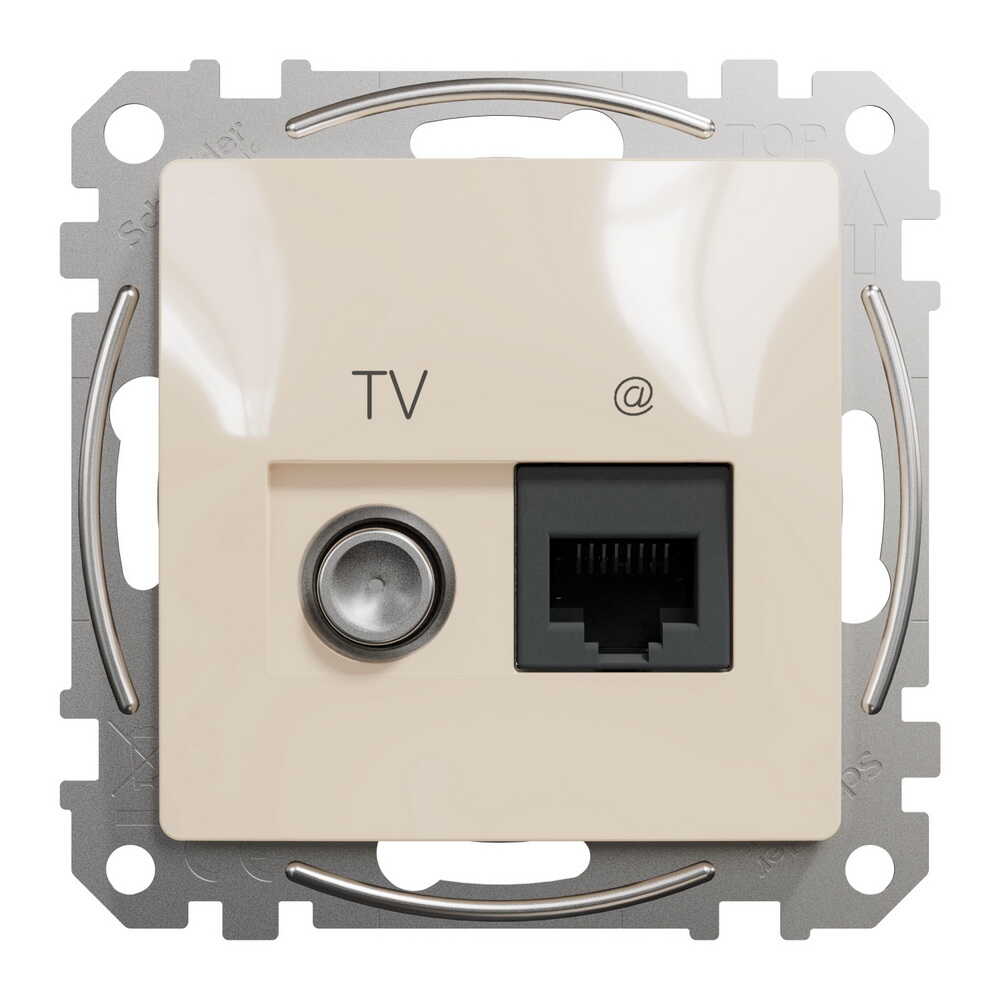 Розетка Schneider Sedna Design бежевая компьютерная RJ45 Cat. 6 UTP + TV ( SDD112469T )